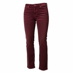 7 For All Mankind Women's Burgundy Velvet Straight Leg Jeans